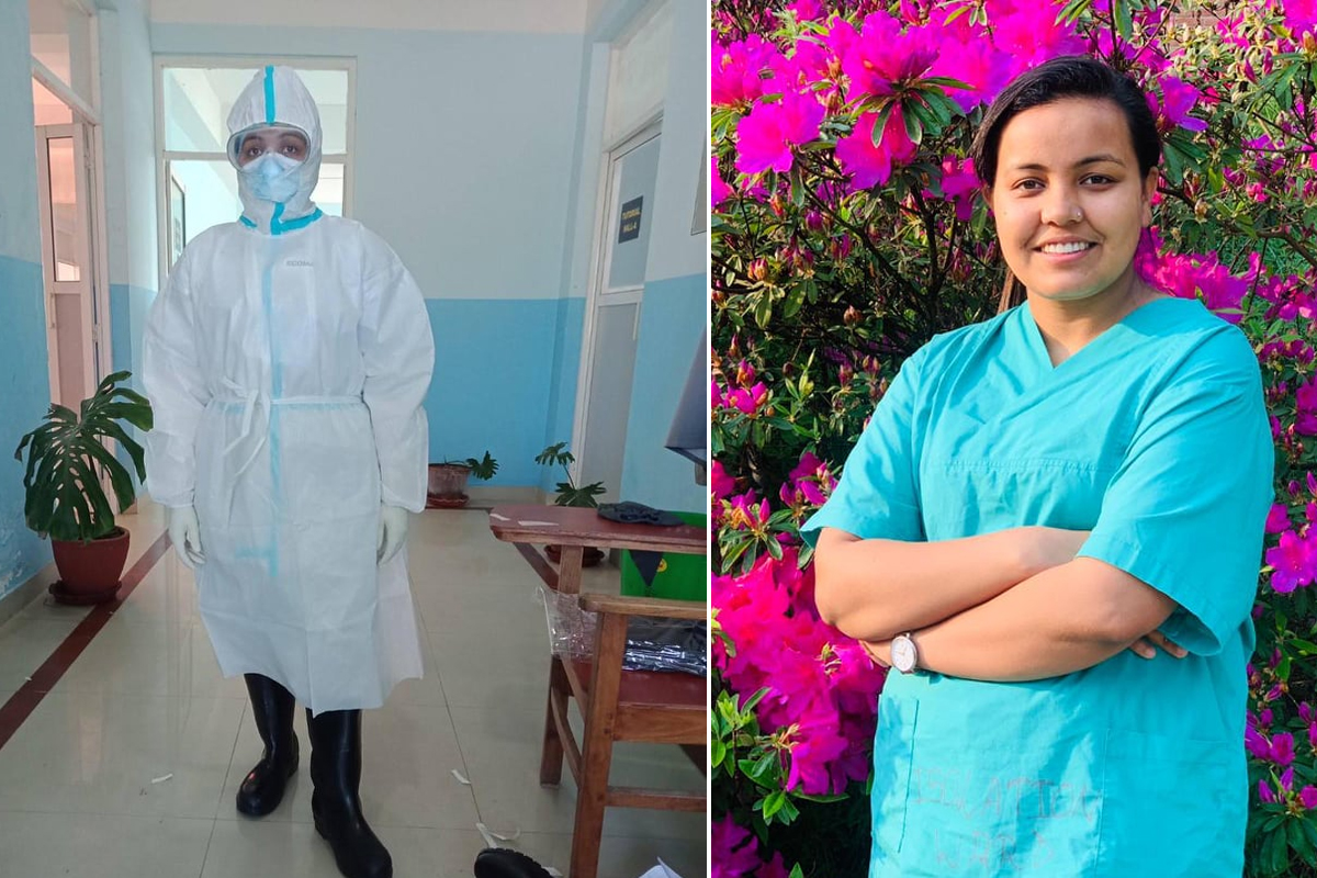 धुलिखेल अस्पतालमा कार्यरत नर्स राेजिना गिरी ।