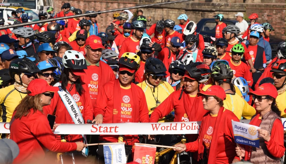 पोलियो अन्त्यको सन्देश बोकेर उपत्यकाका सात सम्पदा स्थलमा ५०० बढी साइकल यात्री