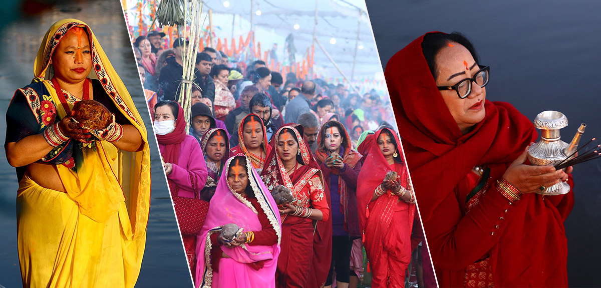 कुपण्डोलबाट उदाउँदो सूर्यलाई अर्घ [तस्बिरहरू]
