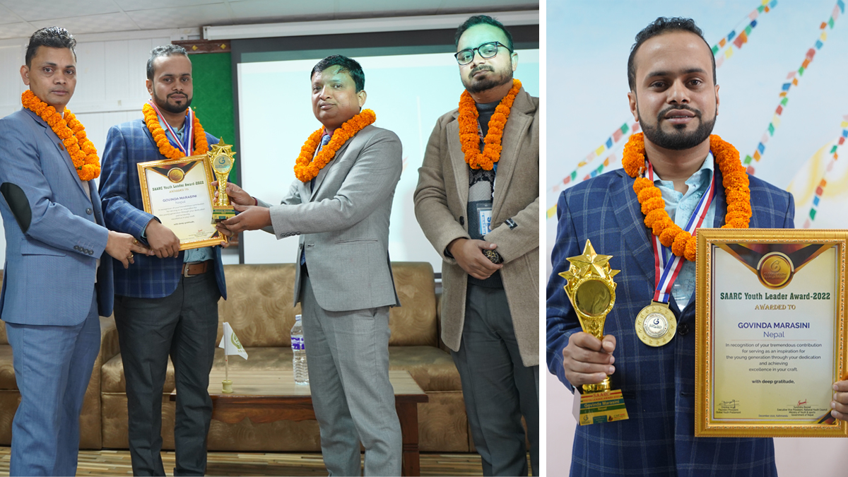 काठमाडौं प्रेसकर्मी मरासिनी ‘सार्क युथ लिडर अवार्ड २०२२’ बाट सम्मानित