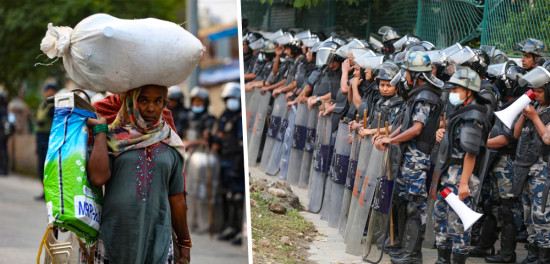 थापाथलीस्थित सुकुम्बासी बस्तीमा बिहानैदेखि बाक्लो प्रहरी परिचालन [तस्बिरहरू]