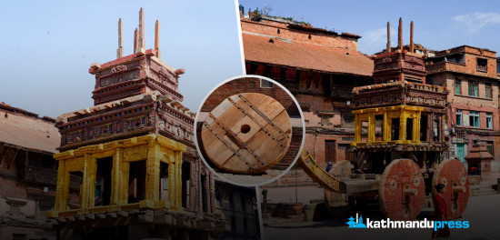 यसरी तयार हुँदै छ भक्तपुरमा बिस्केट जात्राको रथ [फोटो फिचर]