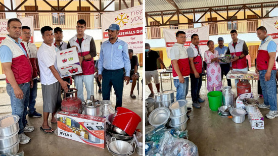 भाढी प्रभावित त्रिशुली पारीका १५० परिवारलाई युथ फाउडेशनले दियो भान्साका सामाग्री 