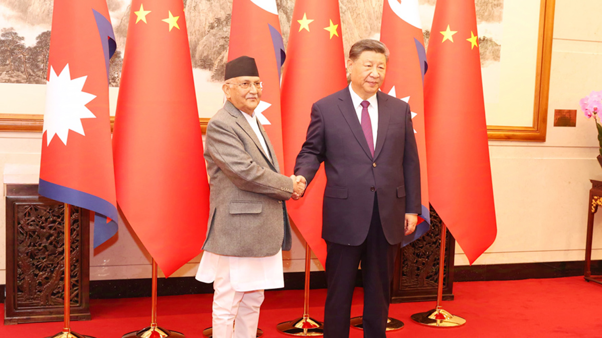 चिनियाँ राष्ट्रपति सी जिनपिङ र प्रधानमन्त्री ओलीबीच भेटवार्ता