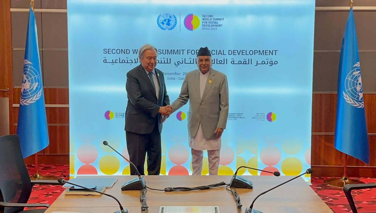 राष्ट्रपति पौडेल र राष्ट्र संघका महासचिव गुटेरेसबीच शिष्टाचार भेटवार्ता