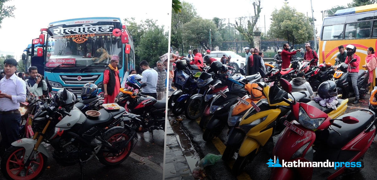 भद्रकालीमा सवारी साधन पूजा गर्नेको घुइँचो [तस्बिरहरू]