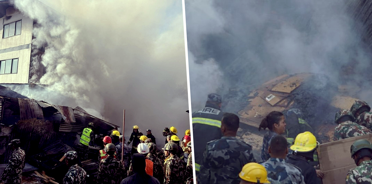 सिनामंगल काठ गोदाममा लागेको आगो नियन्त्रणमा