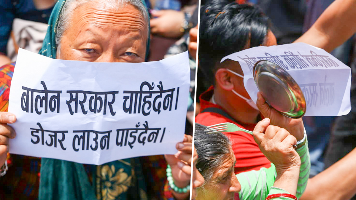 ‘थाल–चम्चा बजाउँदै’ माइतीघरमा प्रदर्शन तस्विरहरू