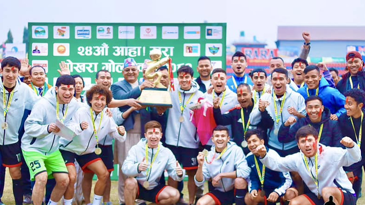 पुलिसलाई ताजकिस्तानको ब्ल्याक बुल्स जित्याे आहारारा गाेल्डकप