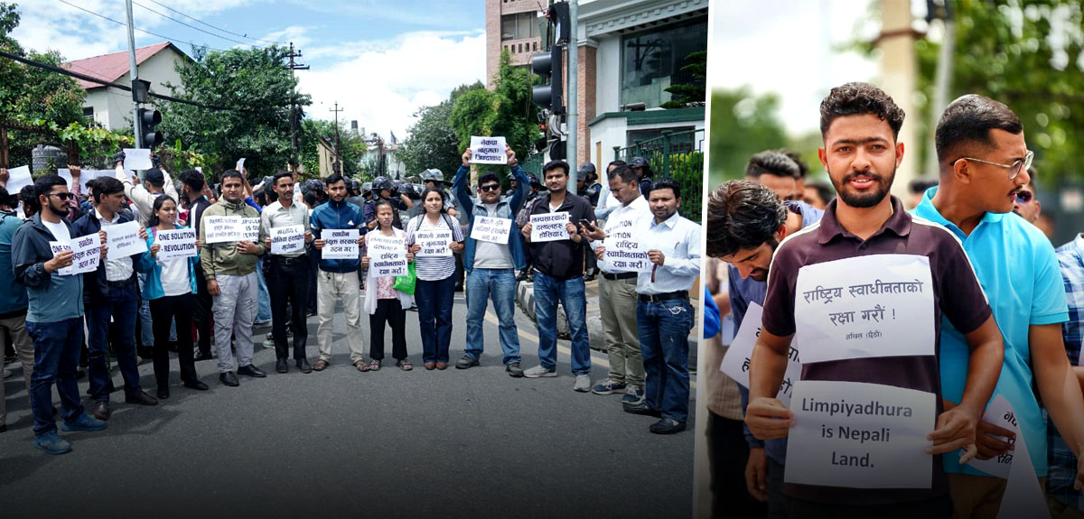 भारतीय दुतावास अगाडि संयुक्त विद्यार्थी संगठनको प्रदर्शन [तस्बिरहरू]