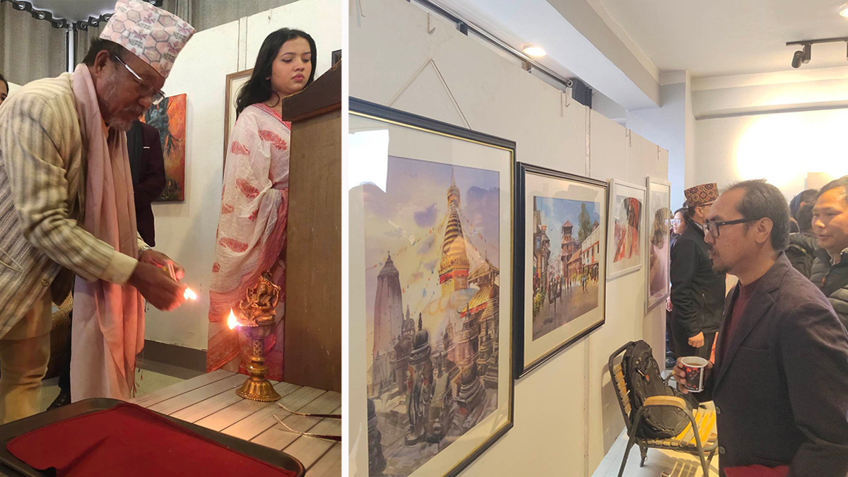 लाइन्सकाे फाइन आर्टद्वारा ठमेलमा चित्रकला प्रदर्शनी