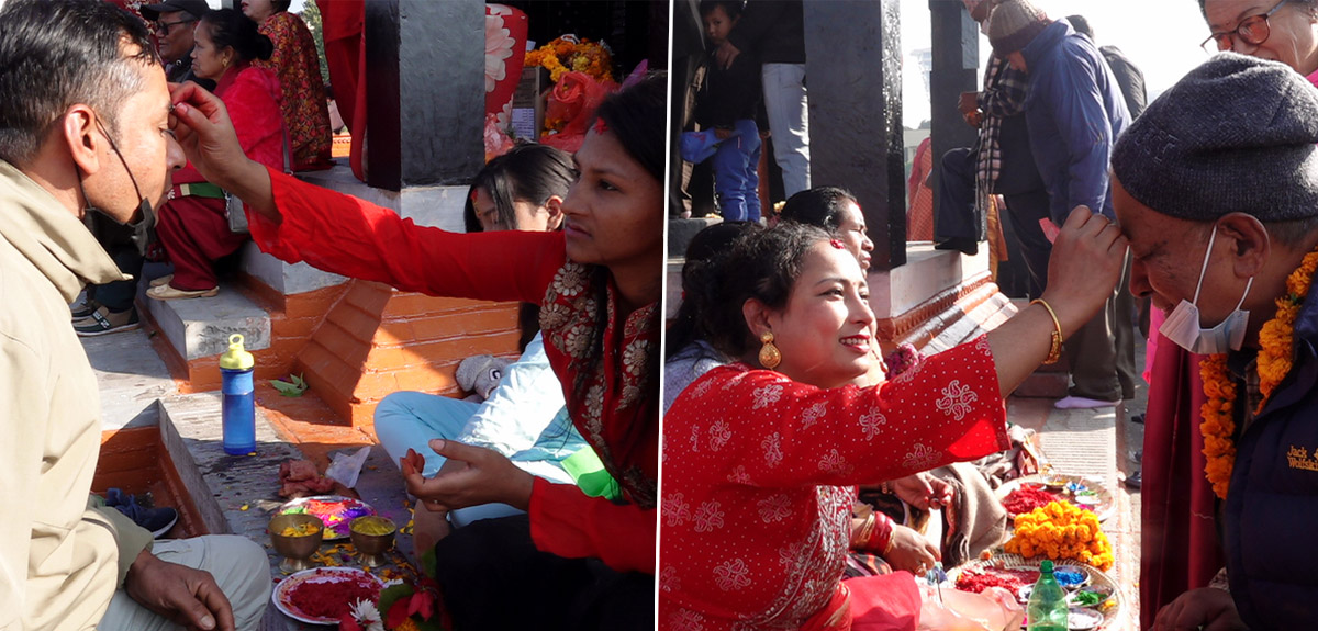 बालगोपालेश्वरमा भाइटीका लगाउनेको घुइँचो [फोटो फिचर]