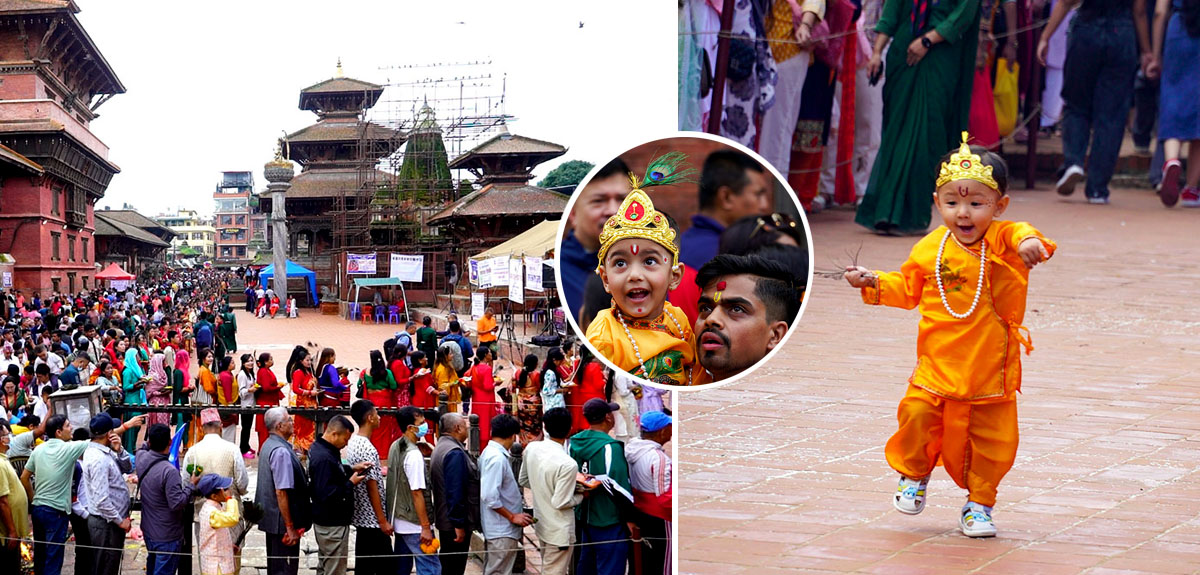 श्रीकृष्णमन्दिरमा भक्तजनको भीड [तस्बिरहरू]