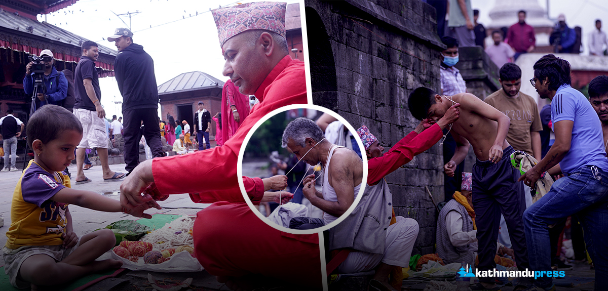 पशुपतिमा जनै लगाउने र रक्षासूत्र बाँध्नेको भीड [फोटो फिचर]