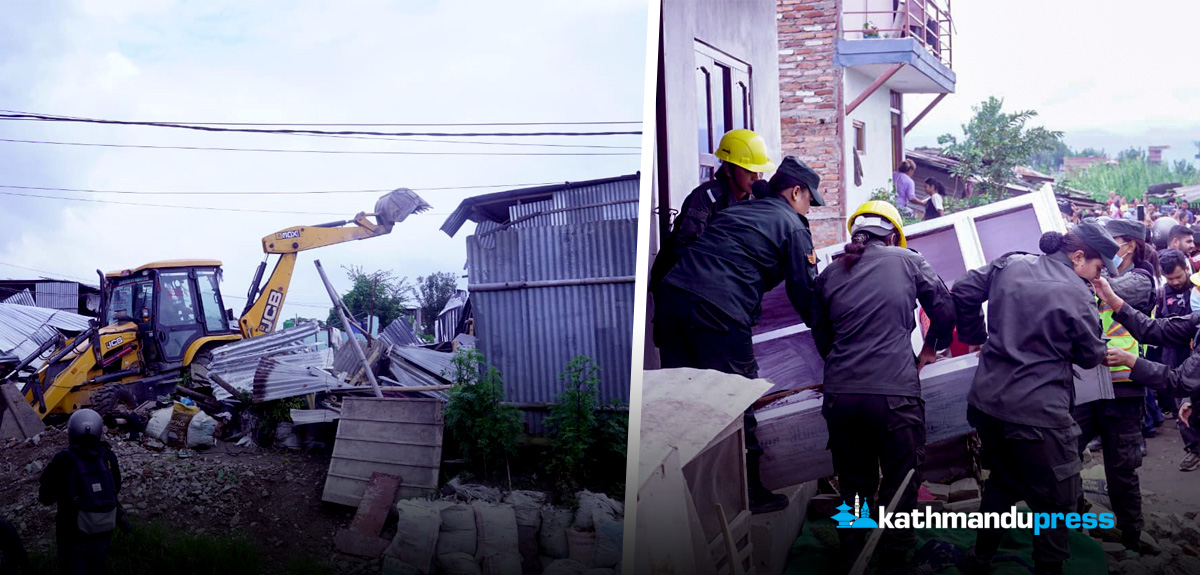 मनोहराको सुकुम्बासी बस्तीमा महानगरले यसरी चलायो डोजर [तस्बिरहरू]