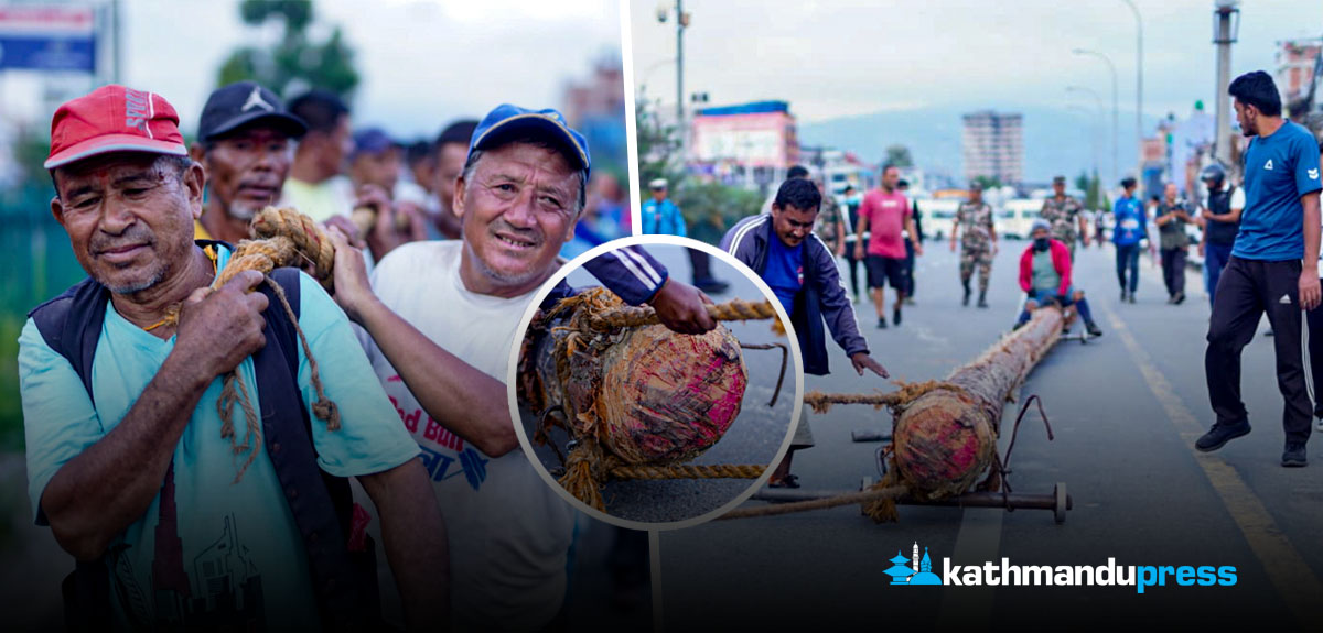 इन्द्रजात्राको लिंगो वसन्तपुर ल्याइँदै [फोटो फिचर]