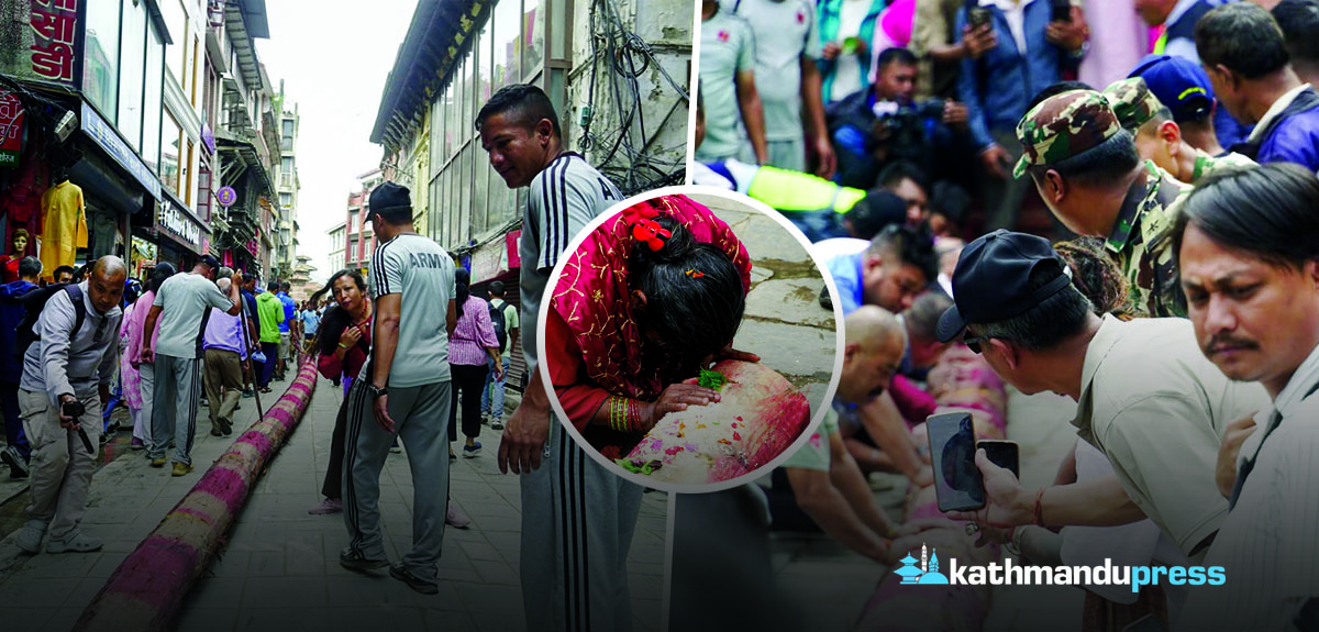 कालभैरव अगाडि राखियो इन्द्रजात्राको लिंगो [फोटो फिचर]