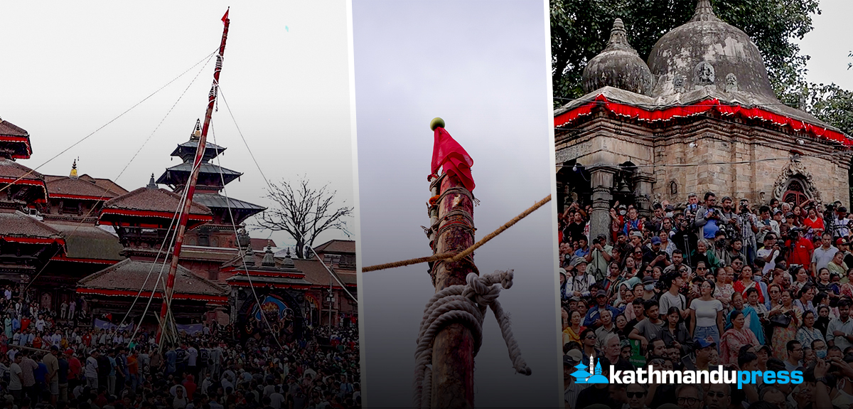 ठड्याइयो इन्द्रध्वज, सुरु भयो इन्द्रजात्रा [फोटो फिचर]