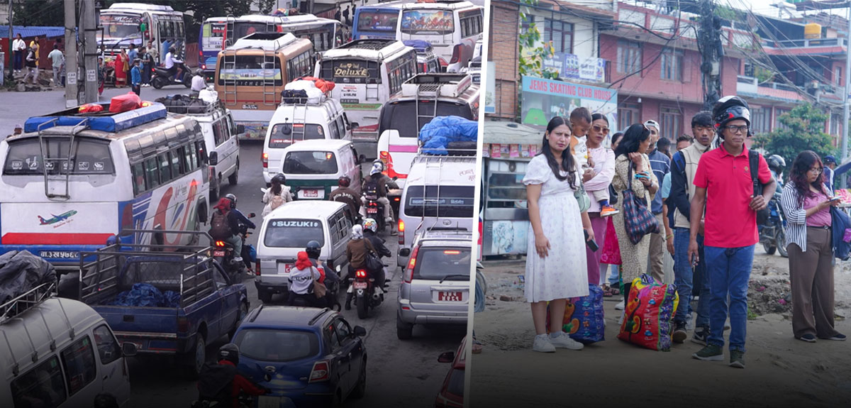 उत्पत्यका नाकामा दशैंमा घर फर्कने भीड [फाेटाे फिचर]