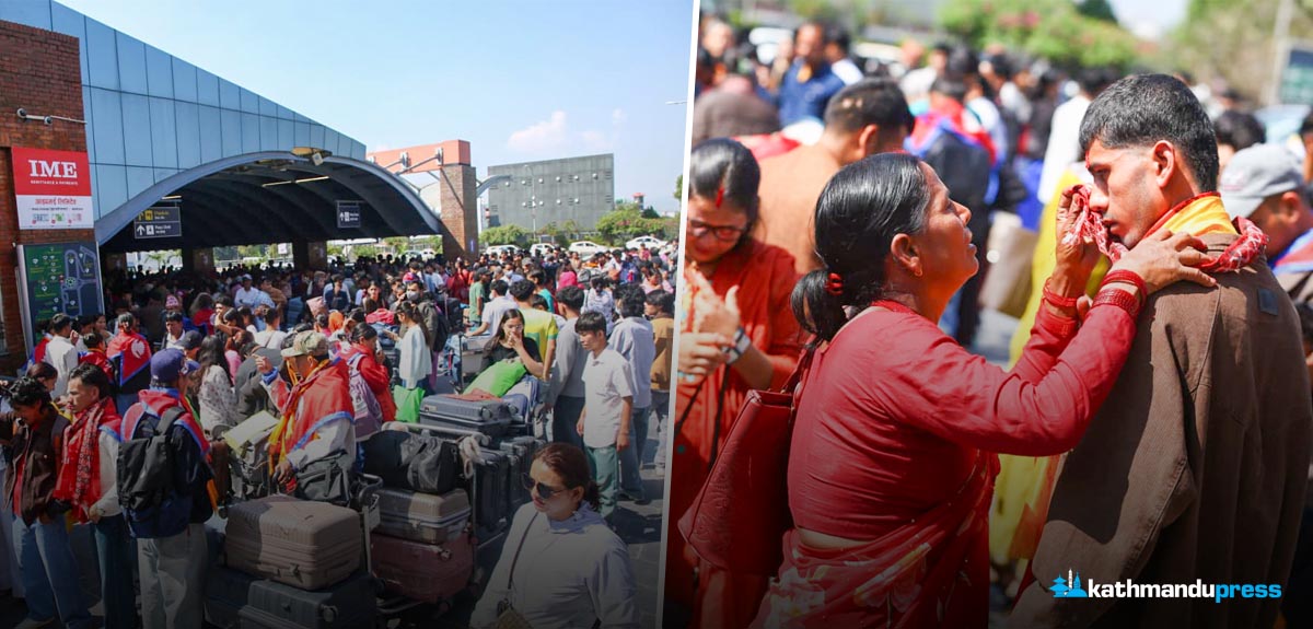 दशैंको मुखमा विमानस्थलमा देश छाड्नेहरूको भीड [तस्बिरहरू]