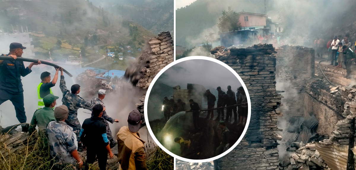 यसरी नियन्त्रणमा लिइयो मुगु सदरमुकाम गमगढी बजारमा लागेको आगो [तस्बिरहरु]