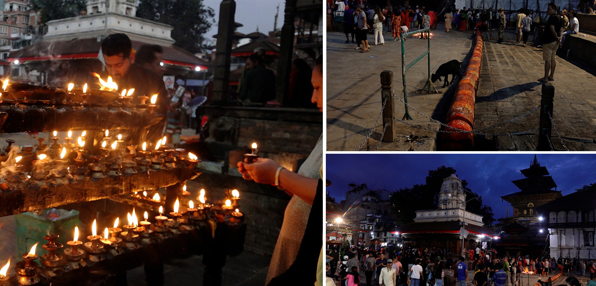 इन्द्रजात्राको लिंगाे राखिएकाे हनुमानढाेका परिसरमा दीप प्रज्वलन र पुजाआज [तस्बिरहरु]
