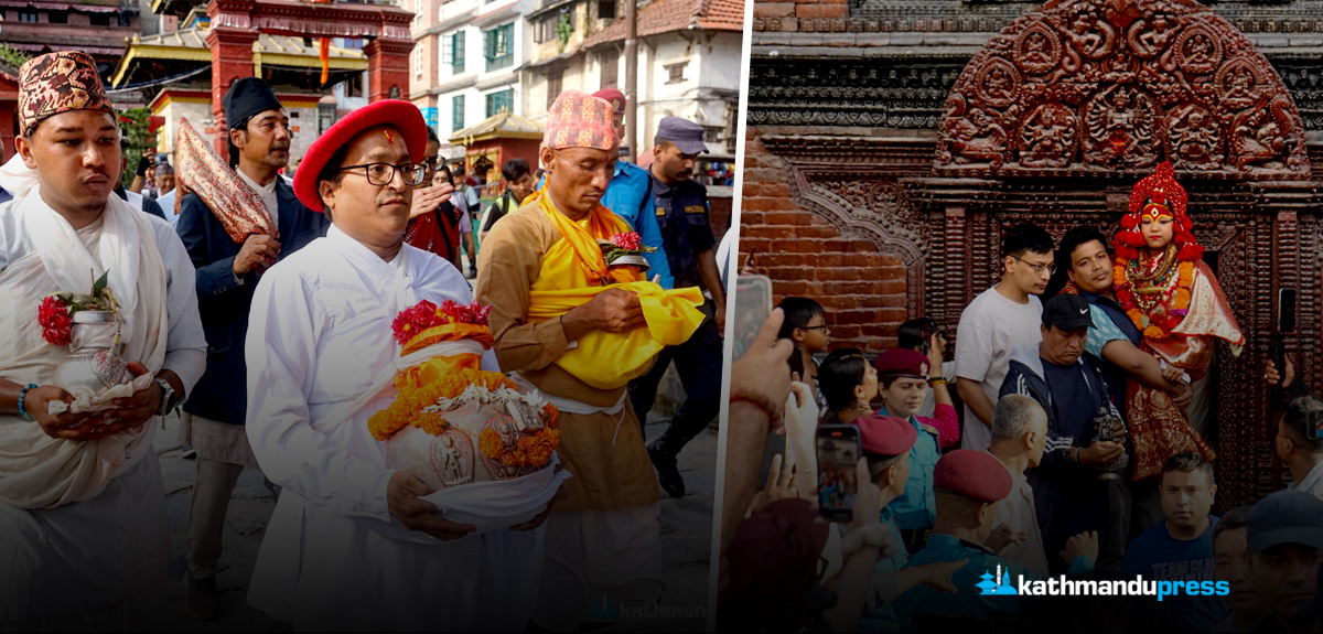 हनुमानढोकामा चाँगुनारायणको कलश यात्रा [फाेटाे फिचर]