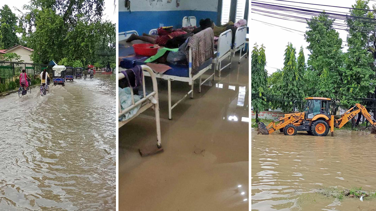 अविरल वर्षाका कारणा धनगढी बजार जलमग्न