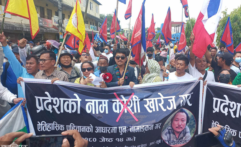 पहिचान पक्षधरकाे प्रदर्शनमा तनाव, प्रहरीले हान्याे अश्रुग्याँस, ४५ जना पक्राउ