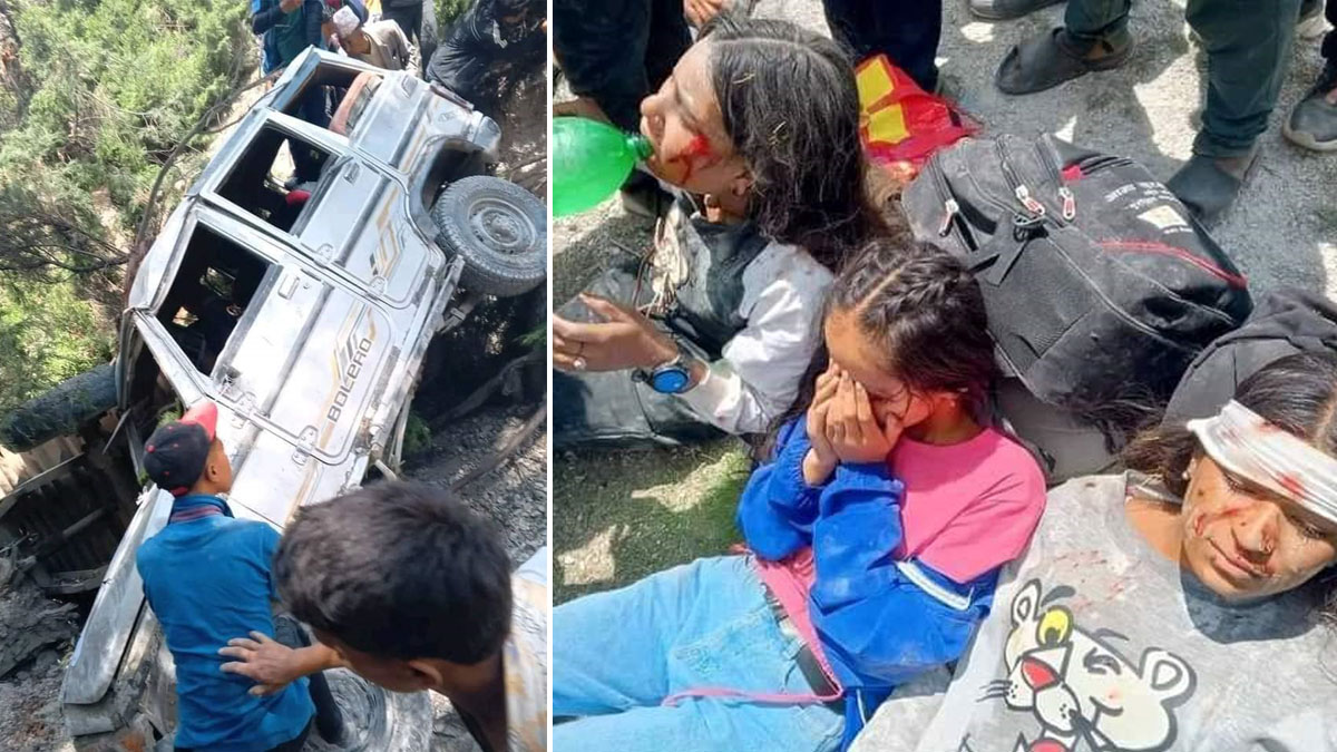 रारा जाँदै गरेको जिप दुर्घटना, विद्यार्थी र शिक्षकसहित १२ घाइते
