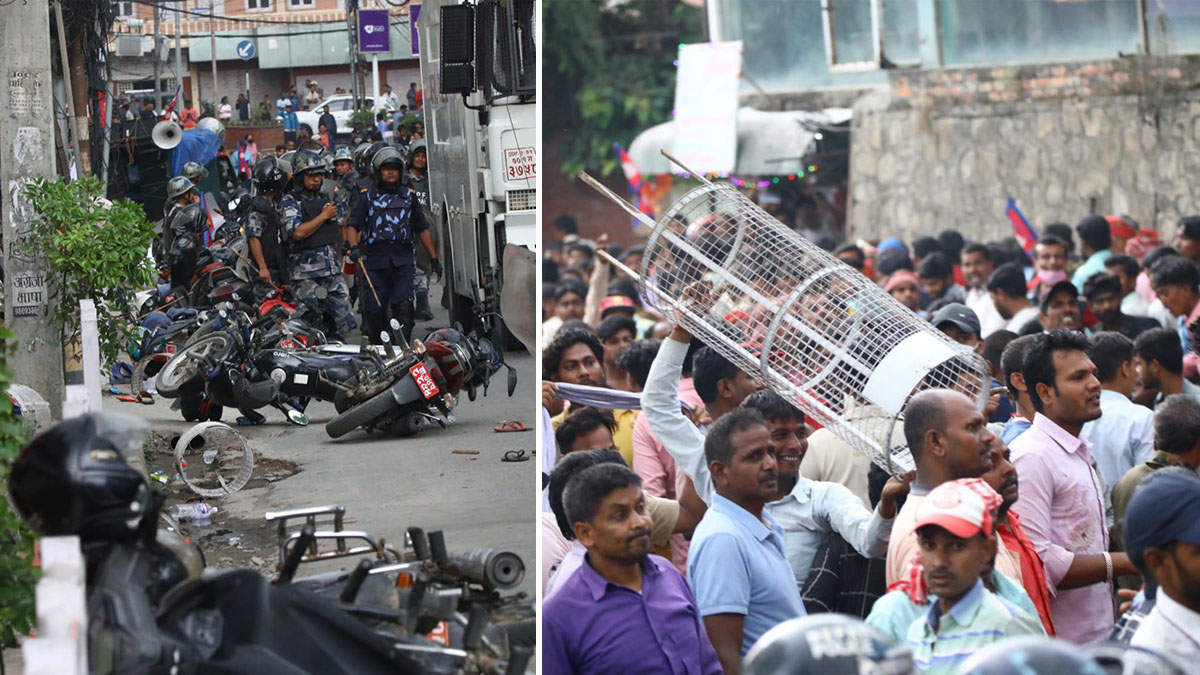 महानगर घेर्न पुगेका कवाड व्यवासायी र प्रहरीबीच झडप