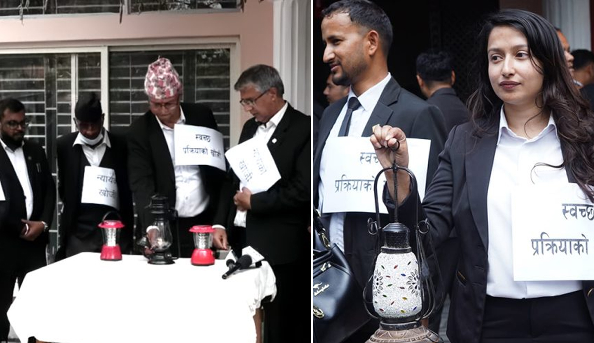 लालटिन बालेर कानुन व्यसायीले गरे प्रदर्शन