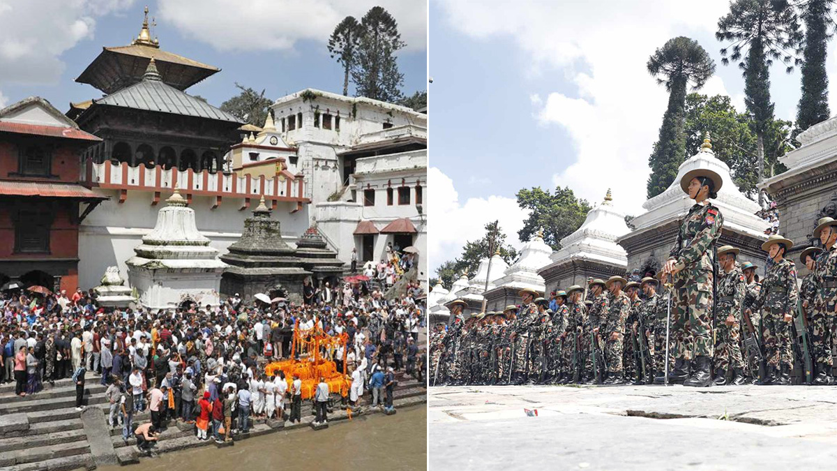 आर्यघाटमा नेम्वाङको अन्त्येष्टि गरिँदै
