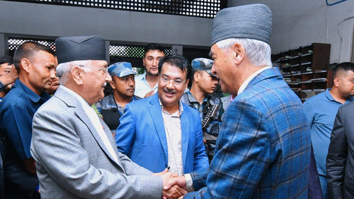 सानेपामा ओलीलाई कांग्रेस सभापति देउवाको स्वागत