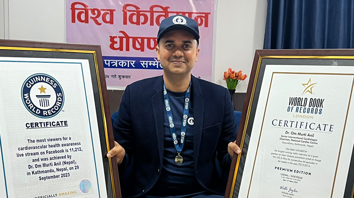 मुटुरोग विशेषज्ञ डा. ओममूर्तिद्वारा विश्व रेकर्ड कायम