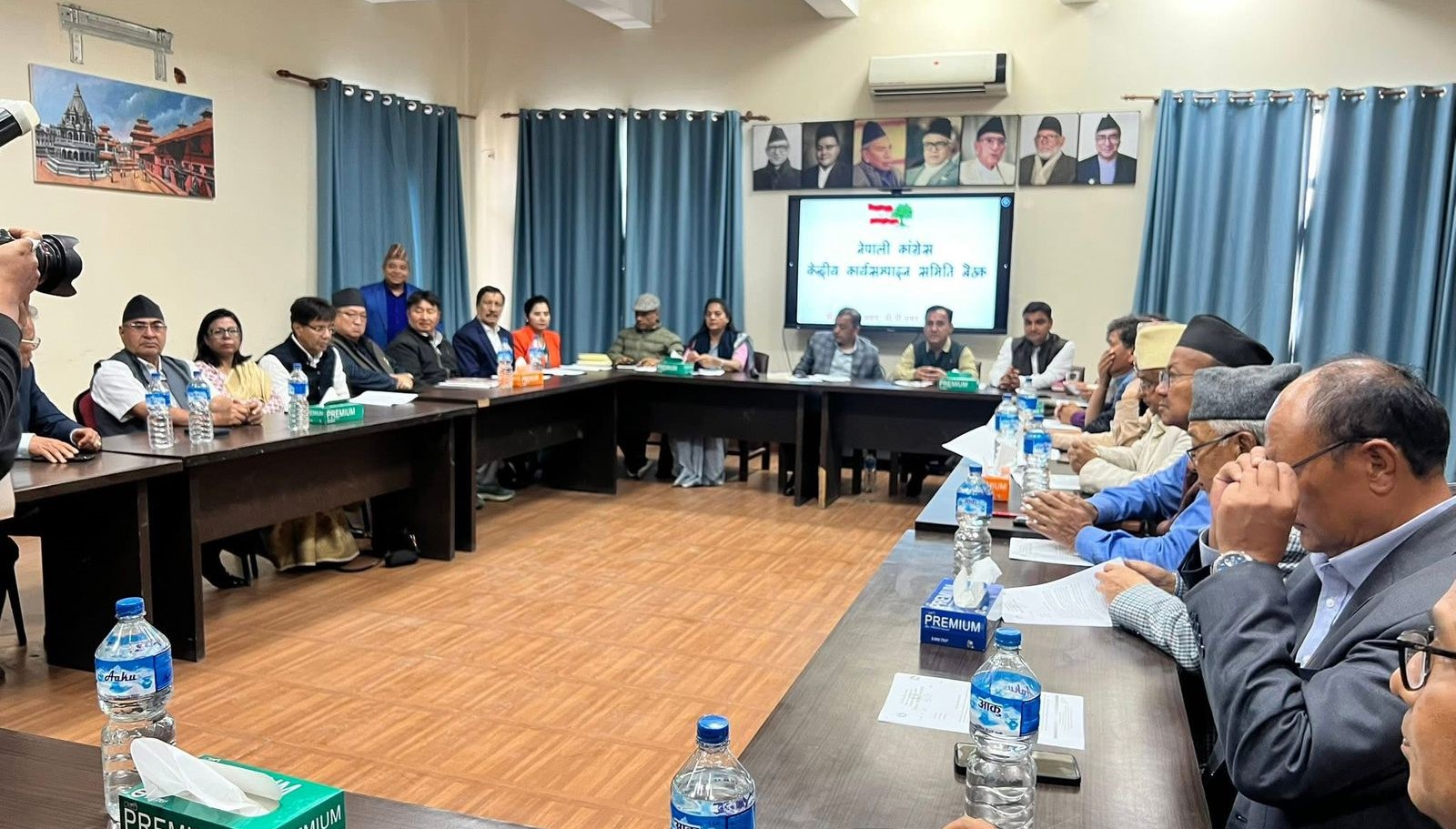 कांग्रेस केन्द्रीय कार्यसम्पादन समितिको बैठकमा समानुपातिक सूचीबारे छलफल हुँदै