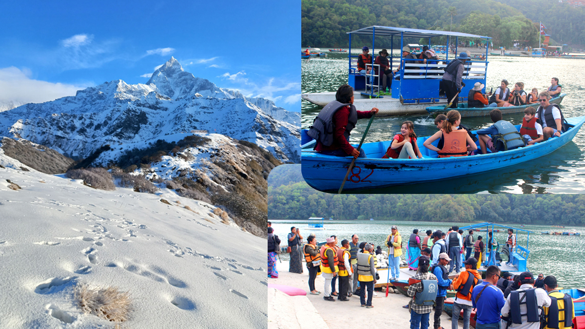 माछापुच्छ्रे हिमाल र पाेखरामा पर्यटक