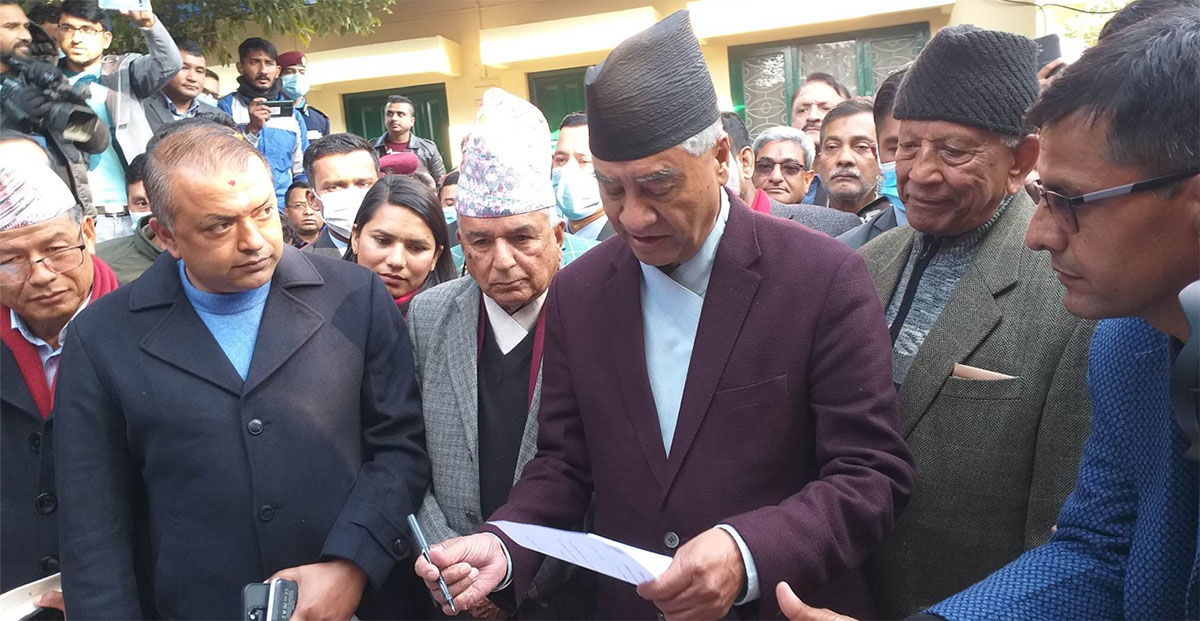 कांग्रेस संसदीय दलको निर्वाचन : सभापति देउवा र महामन्त्री थापाले गराए मनोनयन दर्ता