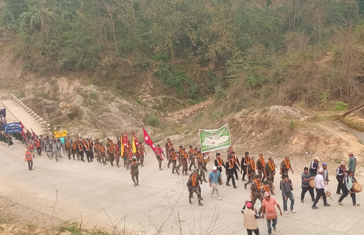 गोरखा–जितगढी पदयात्राका क्रममा सेनाको टोली पाल्पामा