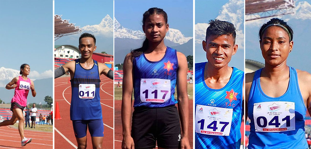 राष्ट्रिय खेलकुदको पाँचौं दिन : एथ्लेटिक्समा बिन्द्रा, जयरानी, अनिश, रमिता र सोमलाई स्वर्ण
